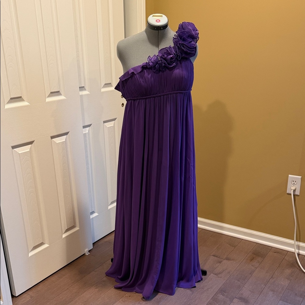 Aqua Purple One Shoulder Dress